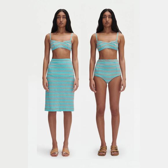 Rachel Comey Revival Top Keena Bottoms Bikini Baldera Skirt Stretchy Stripe XS - Picture 1 of 16